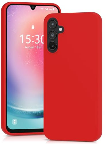 YATWIN Coque pour Samsung Galaxy A24, Housse en Silicone Doux avec Découpes Précises pour Caméra, Design Ultra Mince, Protection 360° à Bords Surélevés - Rouge
