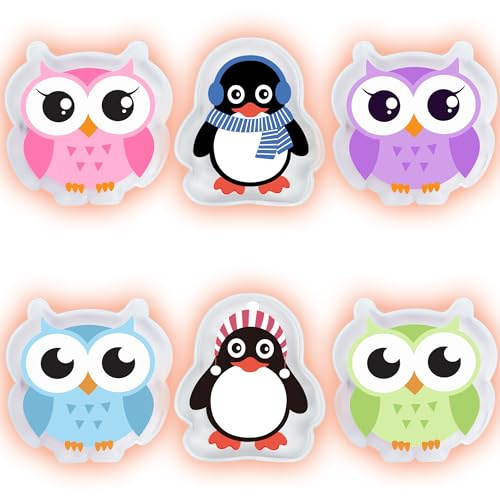 Handwärmer für Kinder – 6er Wiederverwendbare Taschenwärmer zum Knicken Pinguin & Eulen, Wärmekissen Kinder, Knickwärmer für Winter, Wichtelgeschenk, Wohltuende Wärme Unterwegs