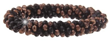 Leslii Damen-Armband Klara Kristallkorn Glasperlen Kristall Armband (Schwarz-Braun)