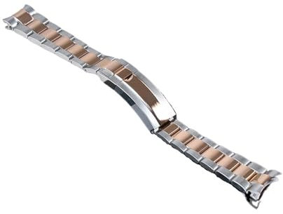 20mm Watch Band fit For Seiko NH35 Submariner Case 904L Stainless Steel Watch Strap Glide Lock Buckle For Silver Oyster Bracelet (Color : A2 Silver rose, Size : 20mm)