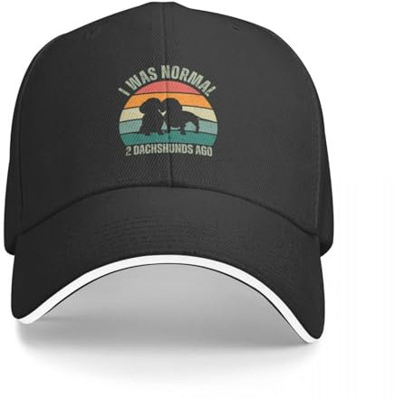 WVVCXCC Baseball Cap Unisex 2 Dackel Niedlich Vintage Regenbogen - Ich war normal - 2 Dackel her Baseball Cap Sport Outdoor Geschenk