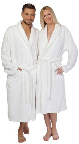 HOUSEGADS BathRobe 100% Cotton Terry Towelling Robe Shawl Collar Gown Luxury and Super Soft Unisex Bathrobe for Men & Women Cozy Gown Hotel & Spa Quality