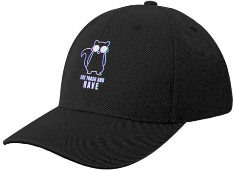 CWCMZDH Baseballmütze Basecap Eat Trash and Rave Techno Raver EDM Trance Baseball Cap Sonnenhut schwarz Sport Cap Fischerhut für Damen Herren