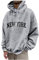 Herren Damen Hoodie Pullover Mit Kapuze Casual Brief Print Sweatshirt Männer Oversize Langarm Kapuzenpullover Locker Kapuzenpulli College Hoodie Mit Taschen & Kordel Langarmshirt (Light Gray，M)