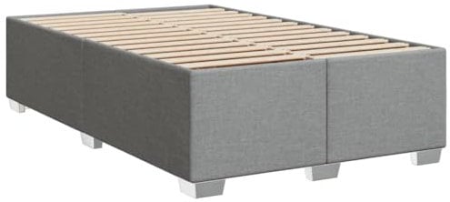 vidaXL Bettgestell, Bett mit Bettfüße Lattenrost, Polsterbett für Schlafzimmer, Doppelbett Bettrahmen, Modern, Hellgrau 120x190cm Stoff