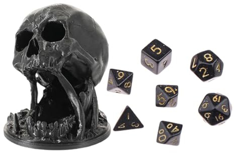 Gedruckter Totenkopf Würfelturm | Random 7 Teiliges D20 Würfelturm Set | Halloween Tischspiel SkeletonDice Roller Tower | Hohle Zombie Schädel Würfelturm Brettspiele Halloween Heimdekoration