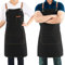 Magimate Canvas Apron with Pockets and Cross-back Straps for Chef Kitchen Cooking BBQ, Barista Bartender Barber Shop and Art Gardening Work Professional Aprons - Black
