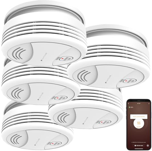 VisorTech Rauchmelder Smart: 5er-Set WLAN-Rauchwarnmelder, weltweite App-Benachrichtigung, 85 dB (Rauchmelder-Sensor, Sprachsteuerung, Tablet Halterung)