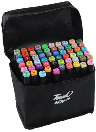 Marker Stifte Set 80 Farben, Schnell Alkohol Marker Set, Filzstifte Permanenter Marker, Doppelspitze Markerstifte Set, Meißel & Feine mit Lagerbasis für Manga, Design, Malerei, Zeichnung (60 Farben)