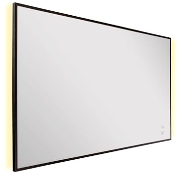 Könighaus LED Spiegel-Infrarotheizung 450 Watt - Bedienelement - 5-12 m² | Ambi-Light Beleuchtung, schwarzer Rahmen, 5 Jahre Garantie