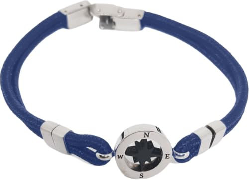 Starfunky Bracelet Bleu avec Rose des Vents Dorés (Cercle), Unica, Acier inoxydable, Pas de gemme