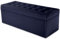 MG Design Pouf de Rangement matelassé en Velours Doux avec Repose-Pieds Gris 45 x 120 cm, Bleu foncé