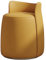 Schlichtes rundes Ledersofa für Schlafzimmer und Wohnzimmer, Make-up-Stuhl, Kurkuma, 45 x 45 x 52 cm