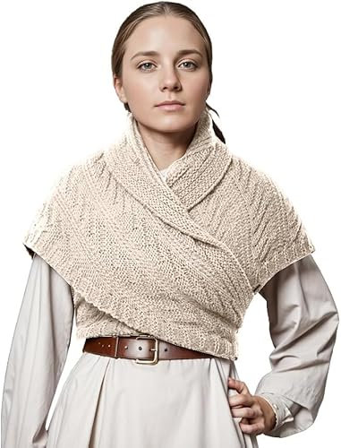 CAMDOM Warmer Winterschal Damen Mittelalterlich Vintage Gestrickt Gemütlich Wickelschal Geschenk Muttertag Handmade Strickwaren Winter Accessoires Damenmode Schal Umhang Dreieckstuch