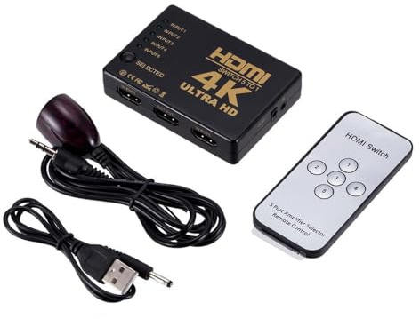 London Express HDMI Switch 5-Port Switcher Splitter Supports Full HD 4K 1080p with High Speed Cable Wireless Remoter Control Compatible with TV PS5 PS4 PS3 Laptop PC Xbox APPLE TV Nintendo Switch