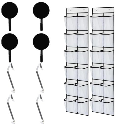 BORISCA Organizer da Appendere con Gancio, Pieghevole Porta Scarpe da Appendere a 12 Scomparti, Organizer da Appendere per Porta a Senza Perforazione, Riporre Scarpe, Giocattoli