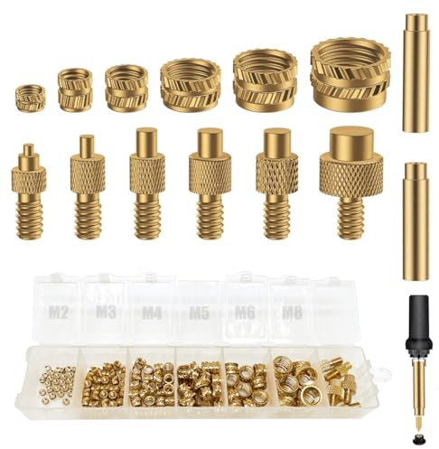 138 Stück Gewindeeinsätz, M2/M3/M4/M5/M6/M8 Einschmelzgewinde, Gewindeeinsatz 3D Druck, für 3D Drucker