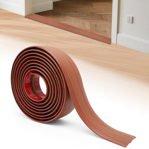 Übergangsprofil Selbstklebend Boden Übergangsleiste - 3 Meter x 50mm PVC Bodenbelag, Bodentrennstreifen zum Verbinden von Bodenfugen (Holzmaserung Braun)