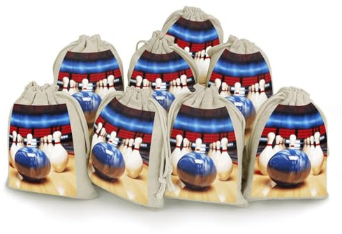 STVNKML Bowling-Geschenktüten mit Kordelzug, Baumwollleinen, Partygeschenke, Taschen für dekorierte Veranstaltungen, 8 Stück