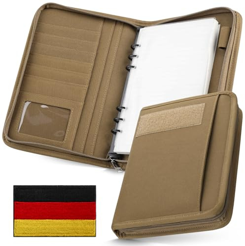 WYNEX Tactical Notebook Padfolio Ringbinder mit 80 Blatt, Notebook taktische Portfolio Binder mit Reißverschluss für taktische Ausrüstung und Organizer, Armee Militär nachfüllbar A5 6 Ringbinder