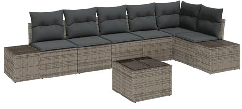 vidaXL 6-teilige Garten Sofaset Modular Mit Kissen Grau Poly Rattan Modernes Outdoor Möbel Bequeme Sitzgelegenheit für Erwachsene Perfektes Patio Balkon Oder Sofa