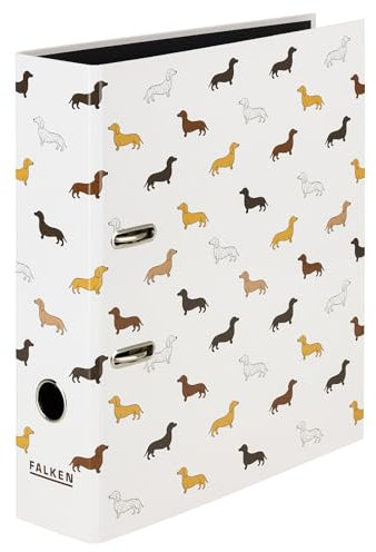 Original Falken Motiv-Ordner Dachshund. Made in Germany. 8 cm breit DIN A4 schwarzer Innenspiegel Ringordner Aktenordner Briefordner Büroordner Plastikordner Motivordner Social Media
