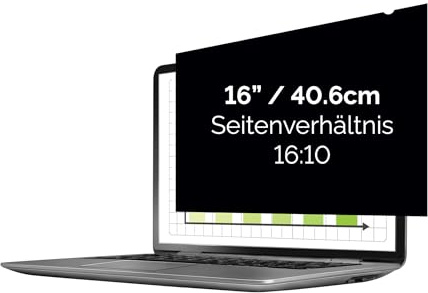 Fellowes PrivaScreen™ Black Out Privacy Filter Anti Glare Screen Protector for Laptop 16.0 Inches (16:10 Aspect Ratio) 345 x 216mm - Easy Attach & Removal with Quick Reveal Tabs™