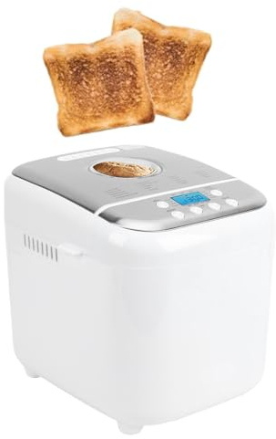 SENECESLI Brotbackmaschine, Automatische Brotmaschine, Antihaftbeschichtet, 15-Stunden-Timer, Programmierbarer Brotbackautomat, Hohe Erfolgsquote für Hausgemachtes Brot, Leicht zu Reinigen (white)