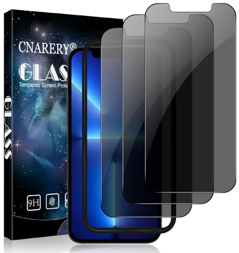 Cnarery 3 Pack for iPhone 13 Pro Max/14 Plus Privacy Screen Protector, Anti-Scratch 9H Hardness Scratch Resistant Case Friendly, Anti Spy Tempered Glass Film With Installation Frame 6.7-Inch