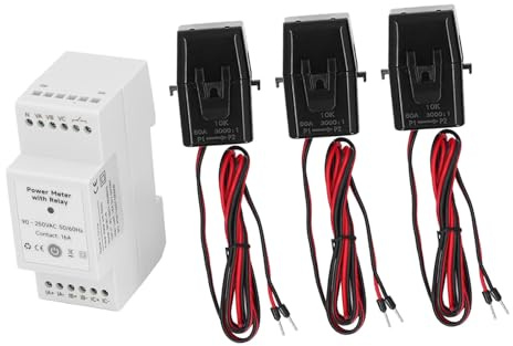Hyuduo Medidor de Energía para el Hogar Pinza Amperimétrica Trifásica con Monitoreo WiFi para Energía Solar y de Red Seguimiento de Amperaje de Corriente de Voltaje en Tiempo Real Control