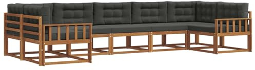 vidaXL Outdoor-Sofagarnitur mit Kissen 7 pcs Natur und Anthrazit, Modernes Outdoor-Sofa-Set, stylische Gartenmöbel, Lounge-Sitzgruppe für Garten und Poolbereich zum Entspannen