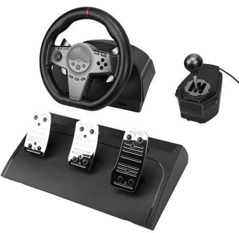 Cuifati 270° Racing Wheel Steering Wheel Set with Hall Pedals & Paddle Shifters for PC Gaming Driving Simulator