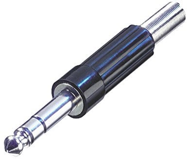 Neutrik Stereo-Klinkenstecker 6,35 mm Stecker, schwarz, Kunststoffgehäuse, mit Kabelschutz