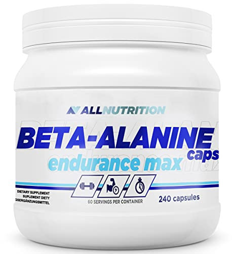 ALLNUTRITION Endurance Max Beta Alanin Kapseln - Aminosäure-Nahrungsergänzungsmittel mit Taurin und B6 - Leistungssteigerung - Körperformung & Erholung nach Sporttraining - 240 Caps