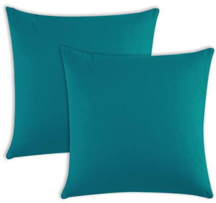 Müskaan Kissenbezug 80 x 80 cm – 2er Set Kissenbezüge – Kopfkissenbezug 80x80 aus Mikrofaser – bügelfrei, knitterfrei, mit Reißverschluss – weich & glatt – Petrol