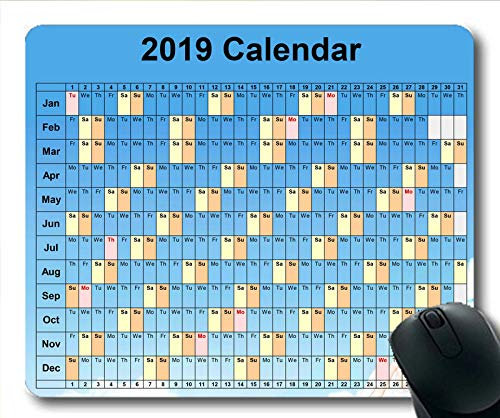 2019 Calendar mouse pad mat,calendar desk Gaming mouse mats,calendar planner 2019 with Holiday details