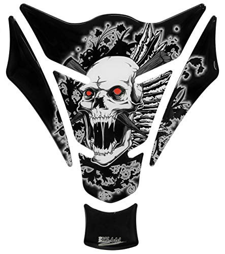 Tankpad 500462A - Adesivo protettivo per serbatoio moto, motivo: teschio rosso