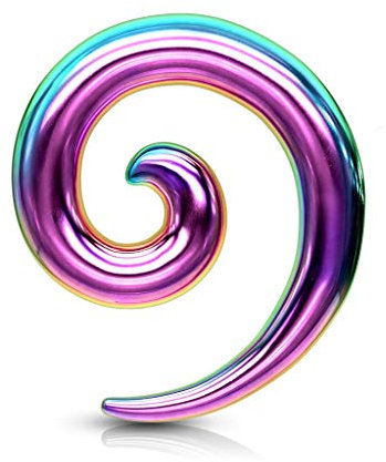 beyoutifulthings Dehn-Spirale Edelstahl Taper Bunt Dehnanhänger Dehnungs-Schnecke Dehnungs-Sichel Ohr-Piercing Ohr-Schmuck 4mm