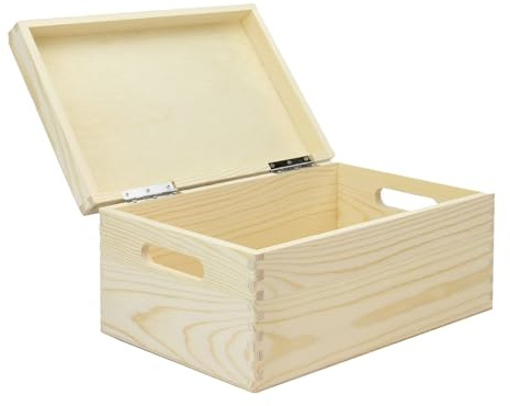 Wooden Storage Box | Kitchen Storage | Keepsake Box | Wooden Chest with Lid | Decorative Craft Box | Toys, Valuables, Memory Box | Pukkr