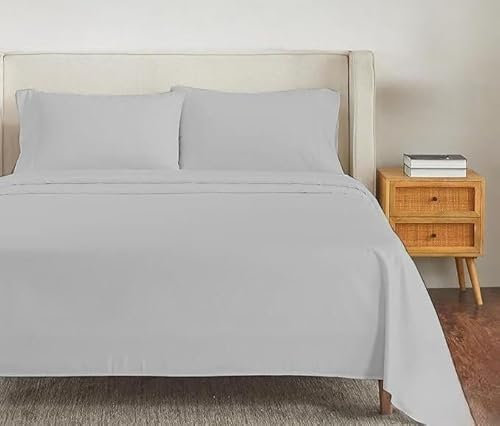 Kurze Queen-Size-Bettlaken, Wohnmobil-Bettlaken-Set, Wohnmobil-Bettlaken-Set für Camper, tiefe Taschen, 30.5 cm tiefe Taschen-Spannbettlaken, Wohnmobil-Bettwäsche Hellgrau Einfarbig