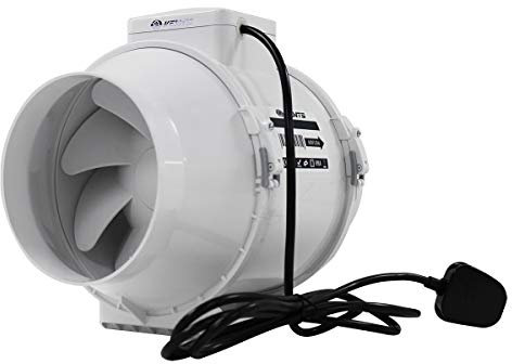 VENTS UK 100 mm Low Noise 4 inch Hydroponic Inline Intake Mixed Flow Duct Ventilation Fan for Grow Tent Room
