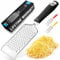 Zulay Kitchen Râpe à fromage professionnelle en acier inoxydable – Zesteur de citron en métal durable antirouille avec poignée – Râpe plate pour fromage, chocolat, épices et plus encore – Noir