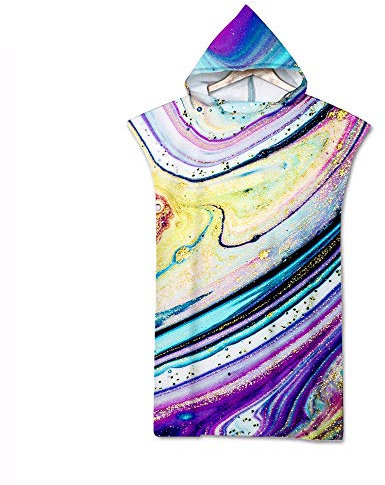 Surwin Badeponcho Strandtuch Herren Damen Surfen Wechseln Handtuch Poncho Mit Kapuze kompakt und sehr leicht Robe Bademantel Surfponcho für Strand Schwimmen Schnorchel (70 * 110cm,Universumsgalaxie)