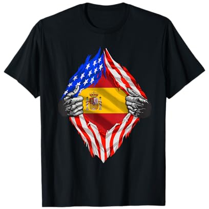 Camisa de España con bandera de España y orgullo hispano de Estados Unidos Camiseta
