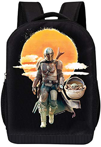 STAR WARS BLACK MANDALORIAN BACKPACK 18 INCH AIR MESH PADDED BAG