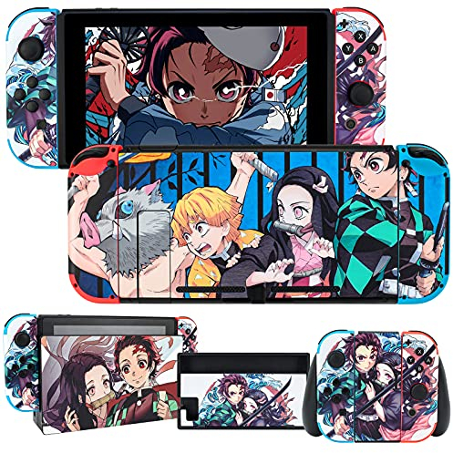 DLseego Skins Decal Vinyl für Switch, Anime Full Set Schutz Faceplate Aufkleber Mehrfarbig Pastell Cartoon Wrap Cover Case Kompatibel mit Switch Konsole Joy-Con Dock- Junge und Mädchen