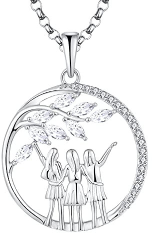 JO WISDOM Collana di Albero della Vita Argento 925 Donna,Ciondolo con Catena Sempre mia Sorella per Sempre la mia Amica Zirconia cubica 3A
