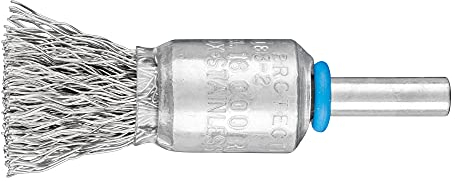 PFERD 43298002 - Cepillo de cerdas sin trenzar PBU | Diámetro del vástago: 15 mm, diámetro de alambre de acero inoxidable de 6 mm de diámetro – para lijadora recta, taladro, eje curvado