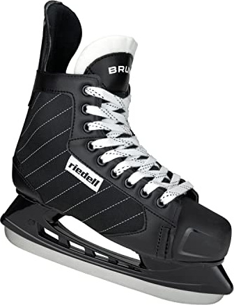 Riedell Bruin Ice Skates - Durable, Comfortable Ice Hockey Skates for Men and Women with Rugged Foam-Padded Uppers and Stainless Steel Blades - Black, Size 7