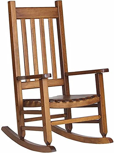 MU Brauner Porch-Schaukelstuhl Für Große Kinder, Teenager-Verstärker; Kurze Personen - Holz High Back Slat Rocker Für Terrasse, Deck, Balkon, Gartenverstärker; Rasen, Laden 100Kg